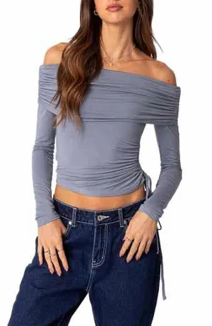 Edikted Women's Off-Shoulder Gray Top thumbnail 1