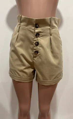 SheIn Khaki/beige high waisted shorts thumbnail 1