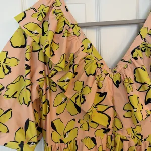 Mulla Tiered Ruffle‎ Dress Yellow Maternity Shoot Baby Shower Balloon Sleeve M thumbnail 9