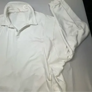 FP Movement Free People White French Terry V-Neck Oversized Polo Sweatshirt Lg thumbnail 4