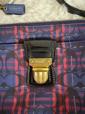 Coach Navy and Pink Plaid Crossbody thumbnail 4