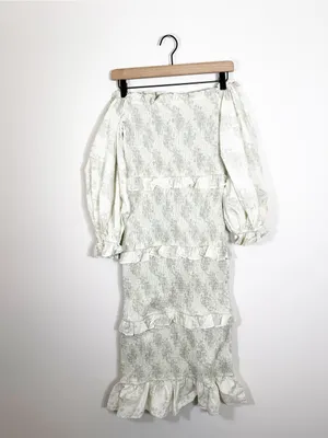 NWT Worth Collective Chloe Smocked Midi Dress in Sage Green Small Floral thumbnail 4