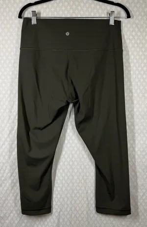 Lululemon Dark Green Wunder Under Cropped High Rise Leggings thumbnail 1
