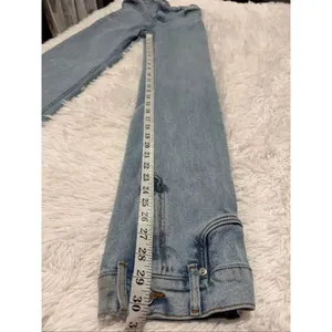 Revice Denim Farrah Super High Rise Jeans Button Hem in Blue Size 28 thumbnail 10