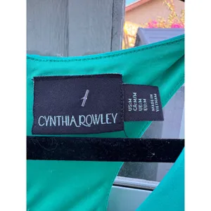 Cynthia Rowley Teal Green V-Neck Racerback Sheath Cocktail Dress Womens Medium thumbnail 3