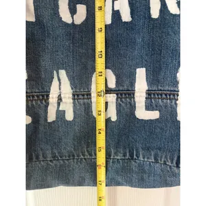American Eagle‎ Outfitters Blue Denim Tote Bag Stenciled Logo Distressed Cotton thumbnail 5