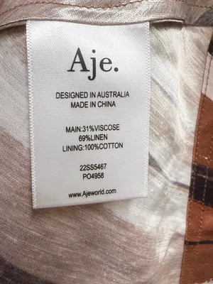 NEW Aje Gabrielle Stripe Pleated Linen Blend Midi Dress brown black small (8) thumbnail 8