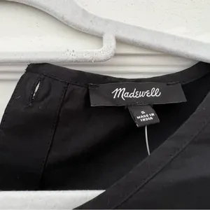 Madewell Embroidered Poplin Puff-Sleeve Cutout Crop Top in True Black NWT thumbnail 6