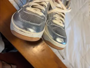 Skechers Silver Metallic High-Top Sneakers with White Laces thumbnail 4
