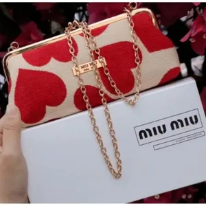 NIB Miu Miu Red Hearts Clutch Crossbody thumbnail 2