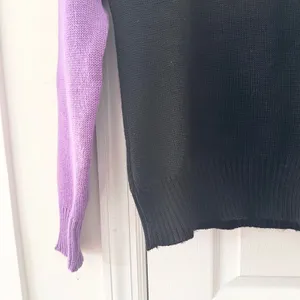 Obermeyer Sascha Vintage Wool Black Purple Stripe Quarter Zip Ski Sweater Large thumbnail 3