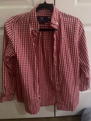 Boys red plaid vineyard vines button down thumbnail 1