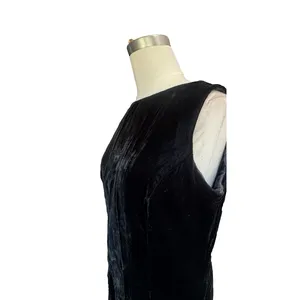 VTG Scott McClintock Black Velvet Maxi Dress Sz 12 USA Made Sleeveless Slit thumbnail 6