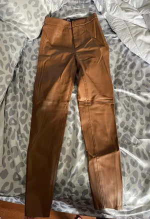 ZARA brown leather pants thumbnail 1
