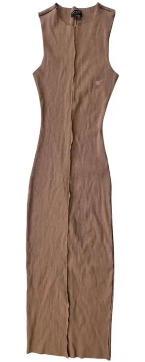 Naked Wardrobe All Snatched Up‎ Ribbed Midi Dress Brown Womens Large Sleeveless thumbnail 1