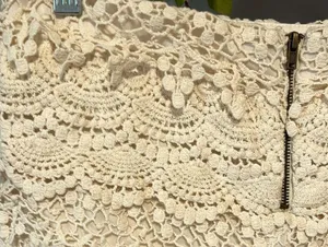 Romantic Flirty Lace Crochet Beige Shorts Back Zip Womens Small Love Fire thumbnail 5