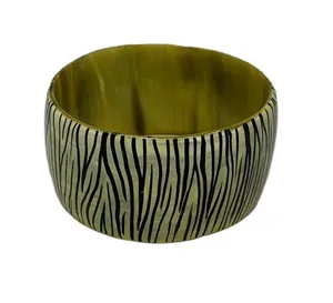 Vintage Hand Painted Zebra Stripe Bracelet White One Size Glam 80’s Bohemian thumbnail 1