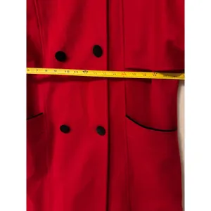 Mario De Pinto Vintage Red Wool Blend Double‎ Breasted Long Coat Womens USA Made thumbnail 4