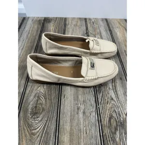 COACH Driving Loafers Fredrica Pebbled Leather Ivory Flats Slip On Womens 8B thumbnail 2
