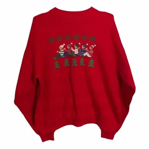 Hanes Activewear Sledding Made In USA Ugly Christmas Sweatshirt Size XL thumbnail 1
