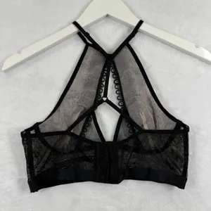 Victoria's Secret Very Sexy Black Floral Lace High Neck‎ Bralette Small thumbnail 8