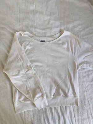 American Eagle Light beige off the shoulder sweatshirt thumbnail 2