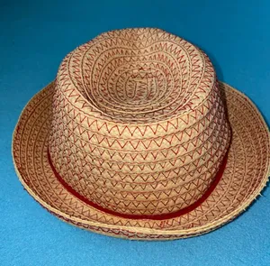 ANN TAYLOR paper straw trilby fedora pinched front red stitching size OSFA thumbnail 1
