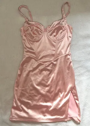 Pink Satin Lucy in the Sky Dress thumbnail 1