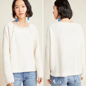 Anthropologie Valeria cream knit relaxed fit textured pullover sweater thumbnail 10