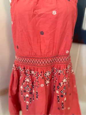 Abercrombie & Fitch Coral Tie-Shoulder Embroidered Mini Dress Sz S thumbnail 4