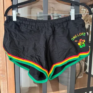 Vintage Y2K Jamaica One love embroidered booty shorts micro low rise rasta flag thumbnail 2