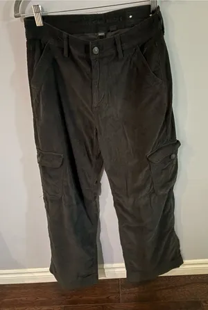 American Eagle Women’s Dark Gray Corduroy Cargo Pants in size 4 Short. thumbnail 1