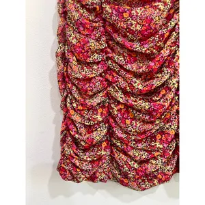 Forever‎ 21 Strapless Ruched Floral Mini Dress Y2K Bodycon Tube Sz M thumbnail 4