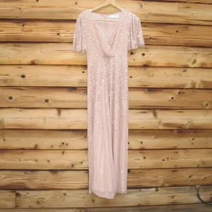 Mac Duggal 35109 Pink Embellished Flutter Sleeve Gown Dress MOB $698 thumbnail 6
