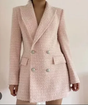 Zara Pink Tweed Blazer thumbnail 1