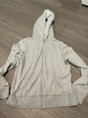 Light Gray Sherpa-Lined Hooded Zip Jacket thumbnail 1