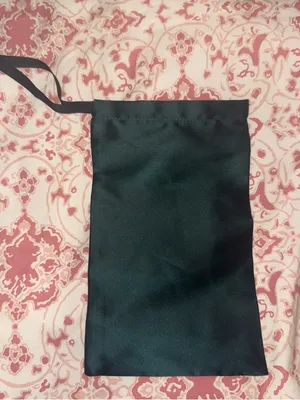Gucci Black Satin Drawstring Pouch with Gold Logo thumbnail 2