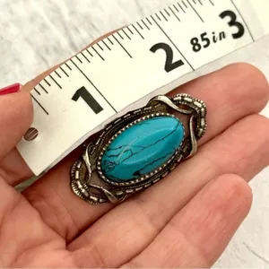 Turquoise tone silver tone adjustable ring thumbnail 5