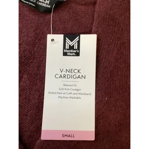 Member's Mark Womens V-Neck Cardigan Burgundy Wine‎ Relaxed Fit Soft Knit Small thumbnail 3