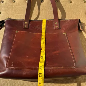 Lifetime Leather Co Brown Leather Large Tote Bag USA Handmade Zip Top thumbnail 9