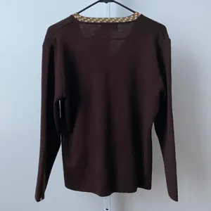 Da Qiu Wool Academia Dark Academia Argyle V-Neck Knit Cardigan L Brown thumbnail 6
