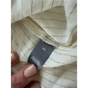 Aerie Ivory Gold Metallic Pinstripe Boho Bell Sleeve Tunic Blouse‎ M thumbnail 5