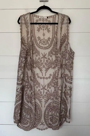 Origami Women’s Medium Boho Romantic Lace Crochet Kimono Cardigan thumbnail 1