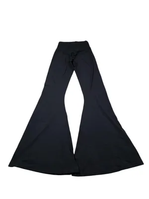 Offline by Aerie Real Me Smocked Super Flare Leggings Black Size Medium thumbnail 2