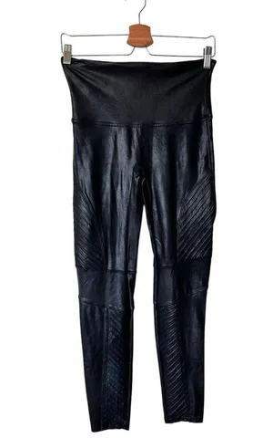 Spanx XL Black Faux Leather Moto shaping slimming Leggings Pull On Pants thumbnail 3