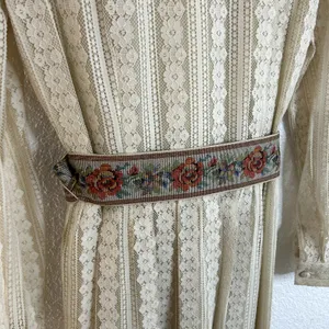 Vtg 70s John California Button Down Lace Dress Maxi Womens Cream Boho Collared thumbnail 11