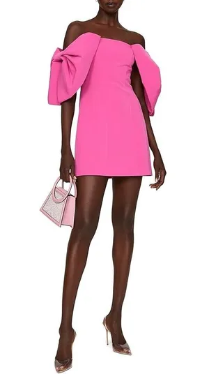 TOCCIN X RTR Pink Oversized Bow Sleeve Mini Dress sz 2 thumbnail 1