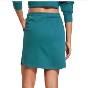CRZ YOGA Cotton Sweat 17'' Jersey Skirt with Pockets, Green Jade, XS, NWT thumbnail 4