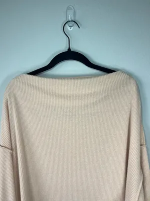 Free People We The Free Main Squeeze Hacci Balloon Sleeve Shirt Peach Slouchy Lg thumbnail 9