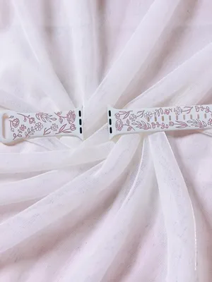New Floral Design Apple Watch Bands 42mm 44mm 45mm 49mm in Pink White thumbnail 4